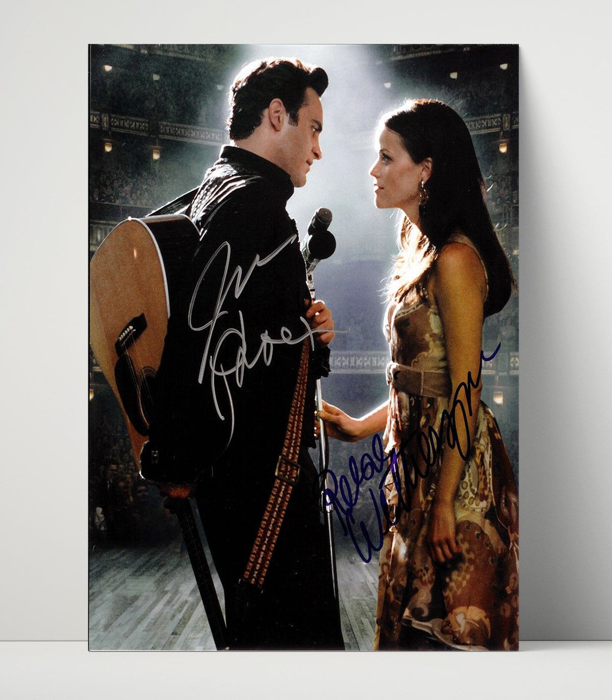 Walk the Line - Joaquin Phoenix - Johnny Cash - Reese Witherspoon - June Carter - Intimate Stage Moment movie wall art 16x20 Unframed Print