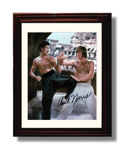 Way of the Dragon - Bruce Lee - Tang Lungand Chuck Norris - Colt - Colosseum Fight Standoff movie wall art 8x10 Beveled Frame