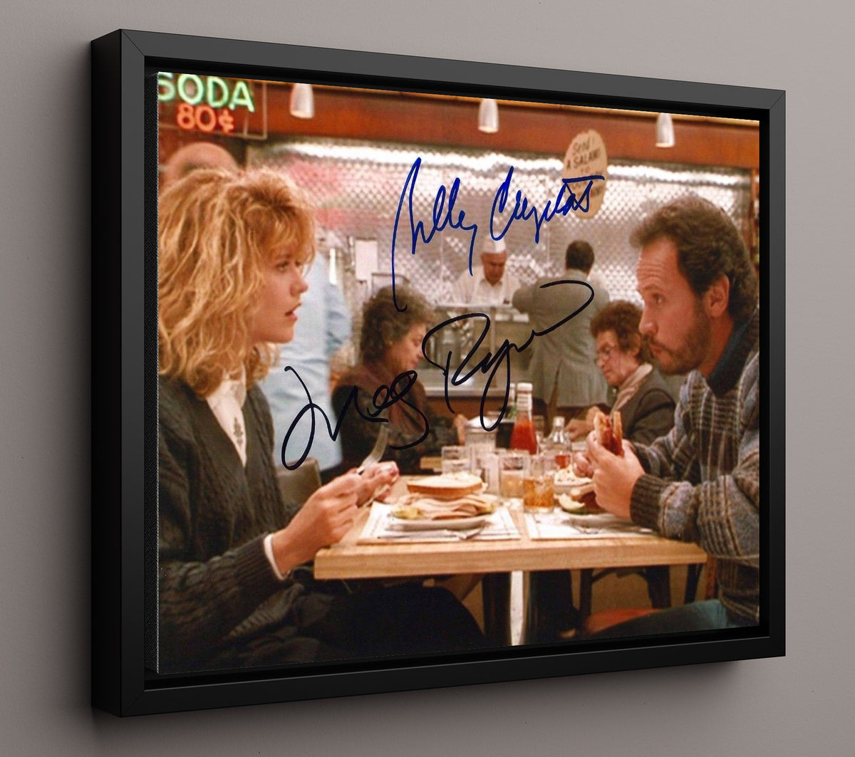 When Harry Met Sally - Meg Ryan - Sally - Billy Crystal - Harry - Diner table conversation movie wall art 16x20 Framed Canvas