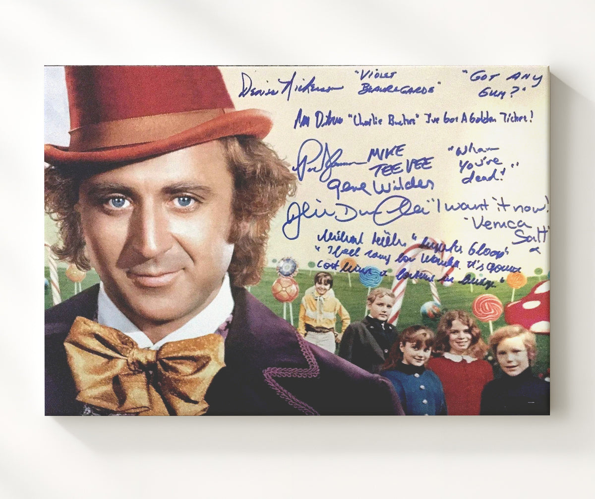 Willy Wonka and the Chocolate Factory - Gene Wilder and Cast - Golden ticket gang movie wall art 20x24 Canvas