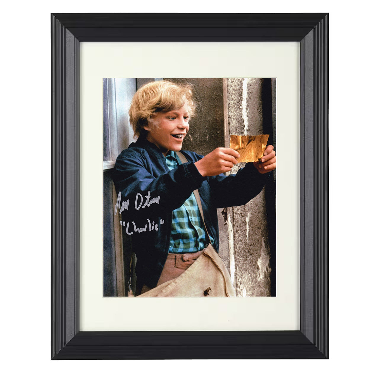 Willy Wonka – Peter Ostrum Charlie Golden Ticket Wonder – 8x10 black beveled framed movie wall art