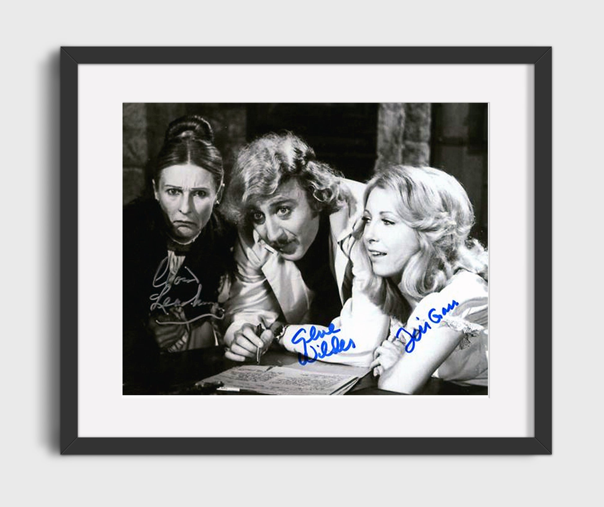 Young Frankenstein - Gene Wilder and Cloris Leachman and Teri Garr - Mad science and side-eyes Vintage Movie Wall Art - 16x20 Gallery Frame movie decor