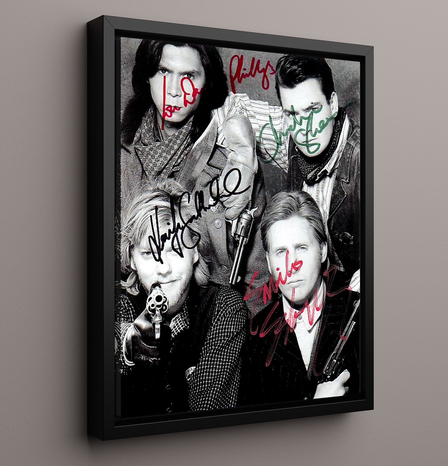 Young Guns Cast - Young Guns - Outlaw Squad in Style movie wall art 16x20 Framed Canvas