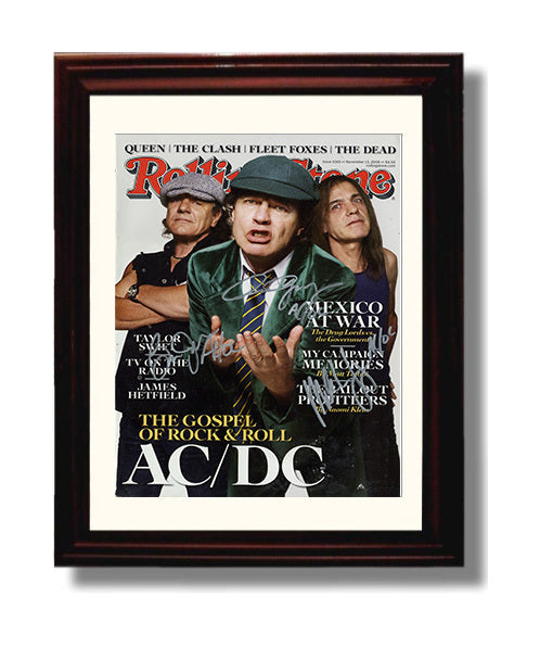 AC DC - Rolling Stone Gospel of Rock and Roll Cover 2008 Music Wall Art 8x10 Beveled Frame wall art print – Music decor