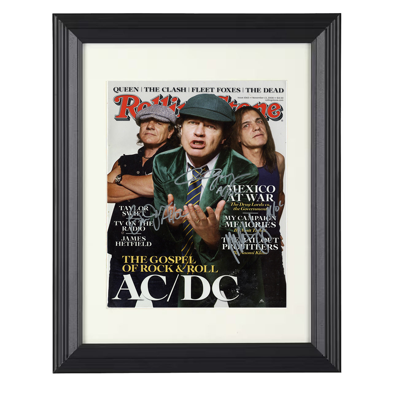 AC DC – Rolling Stone Gospel of Rock & Roll Artwork 2008 – 8x10 black beveled framed music wall art
