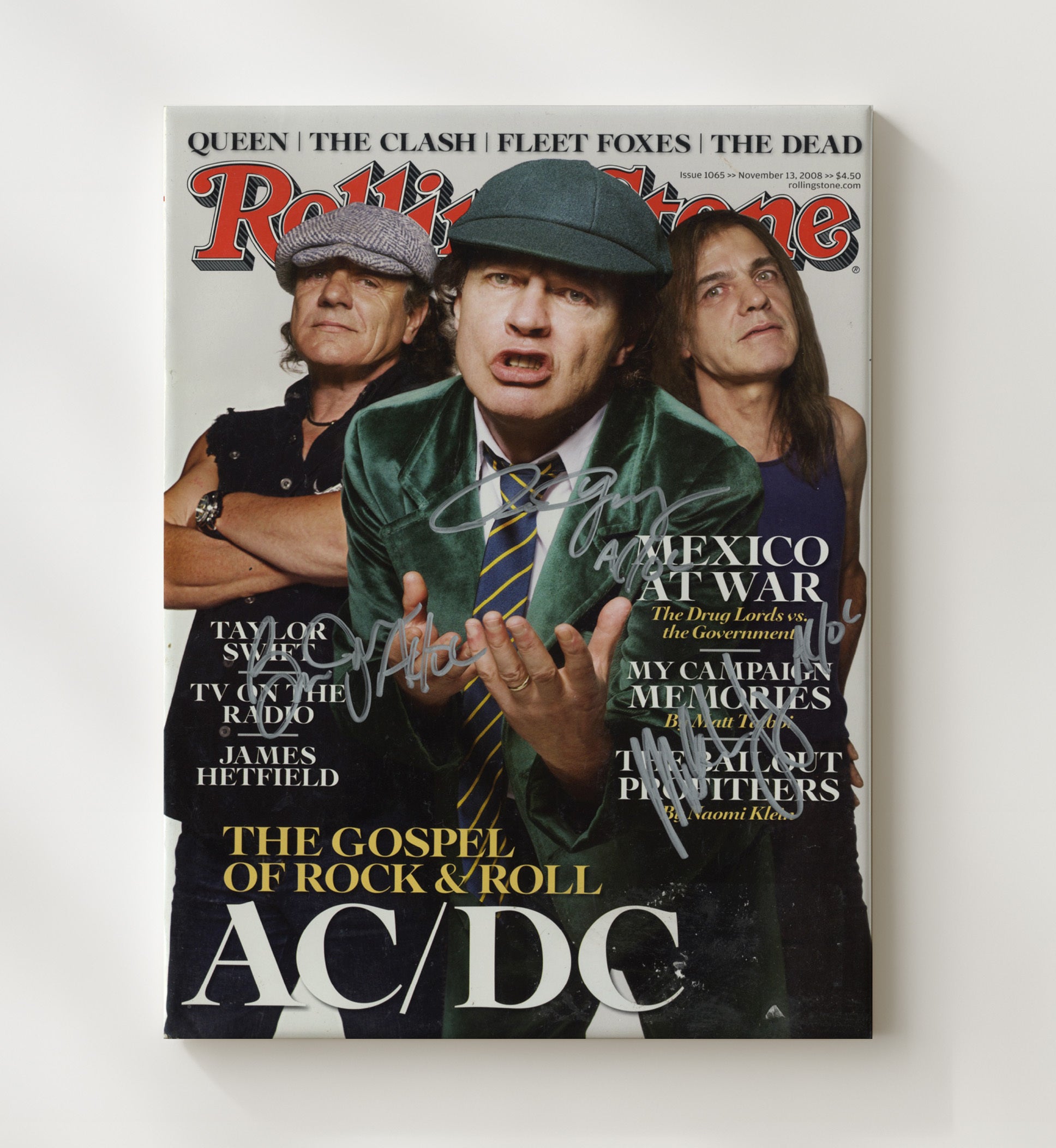 AC DC - Rolling Stone Gospel of Rock and Roll Cover 2008 - Vintage Music Wall Art - 20x24 Canvas music decor