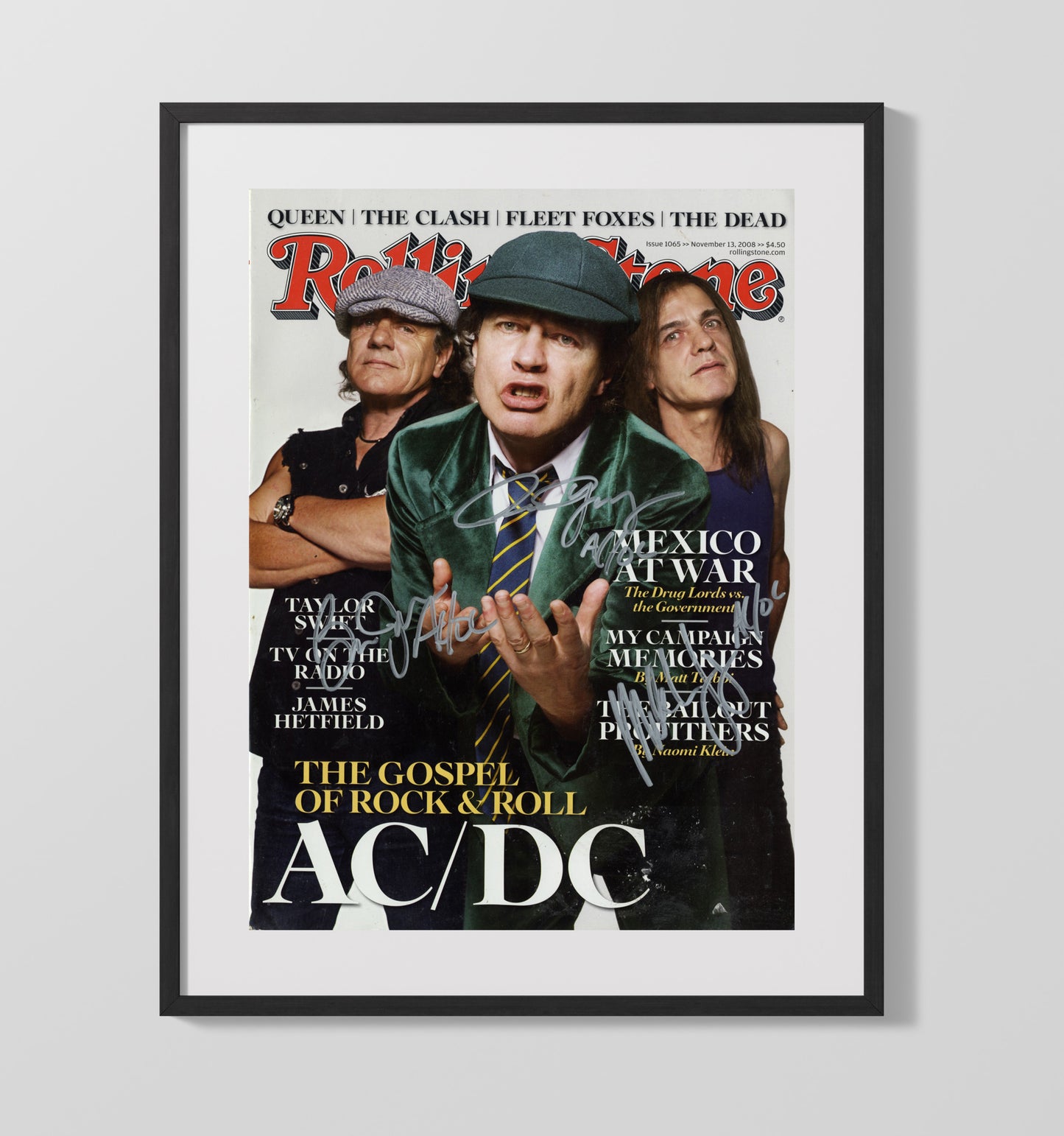 AC DC - Rolling Stone Gospel of Rock and Roll Cover 2008 - Vintage Music Wall Art - 16x20 Gallery Frame music decor