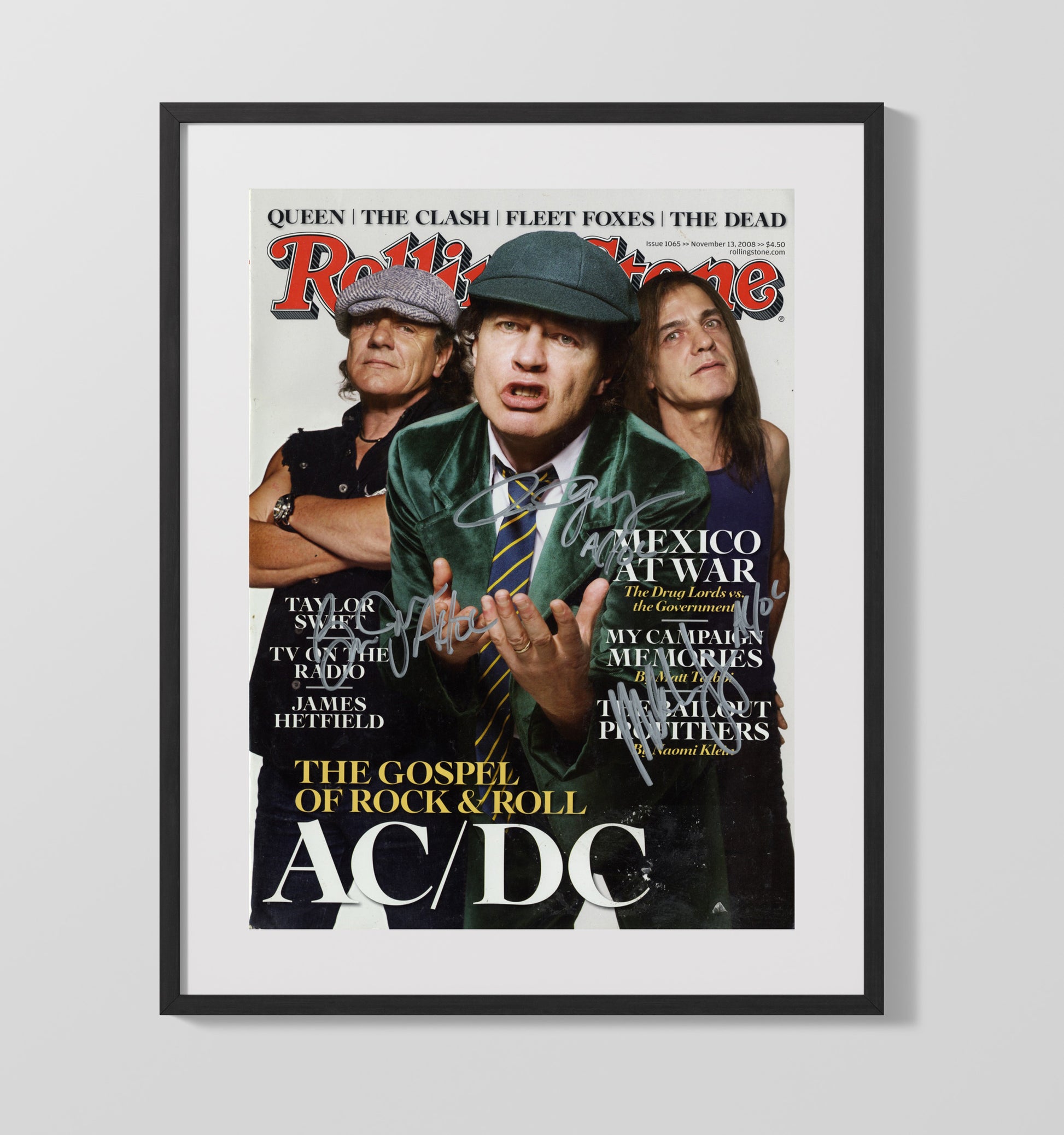 AC DC - Rolling Stone Gospel of Rock and Roll Cover 2008 - Vintage Music Wall Art - 16x20 Gallery Frame music decor