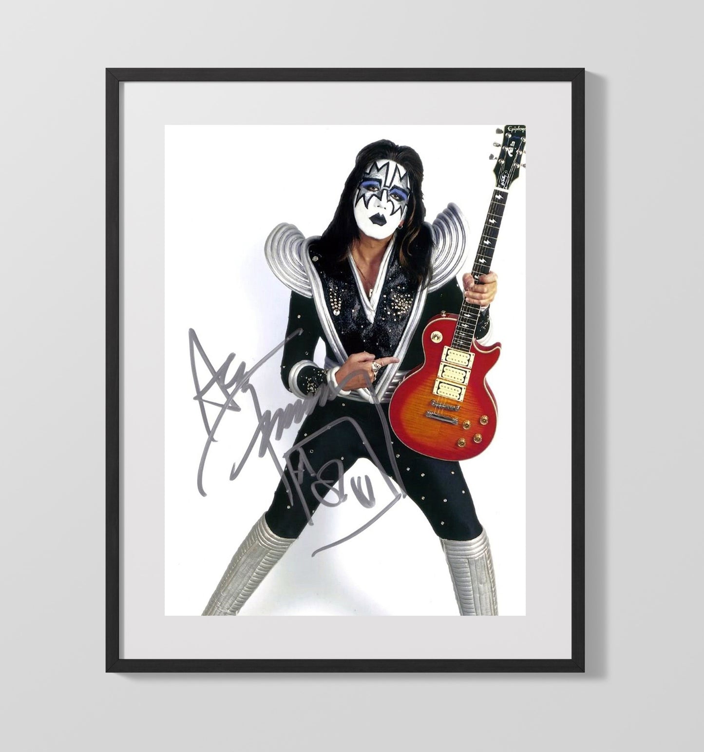 Ace Frehley - KISS Space Ace Costume Guitar Pose Music Wall Art 16x20 Gallery Frame wall art print – Music decor