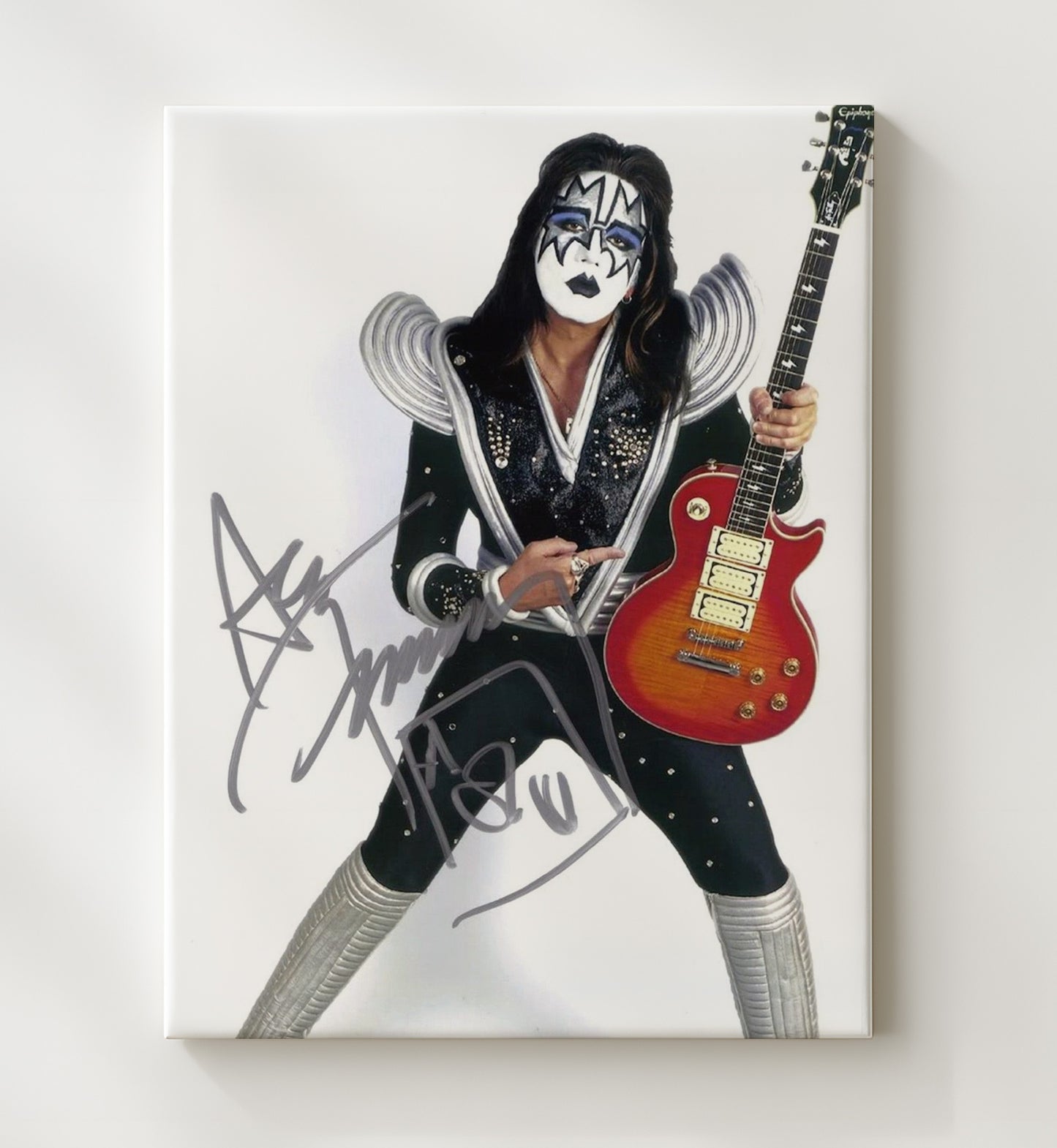 Ace Frehley - KISS Space Ace Costume Guitar Pose - Vintage Music Wall Art - 20x24 Canvas music decor