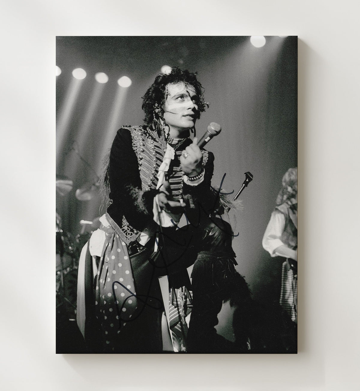 Adam Ant - Live On Stage Singing Black-and-White 16x20 Gallery Frame vintage music wall art