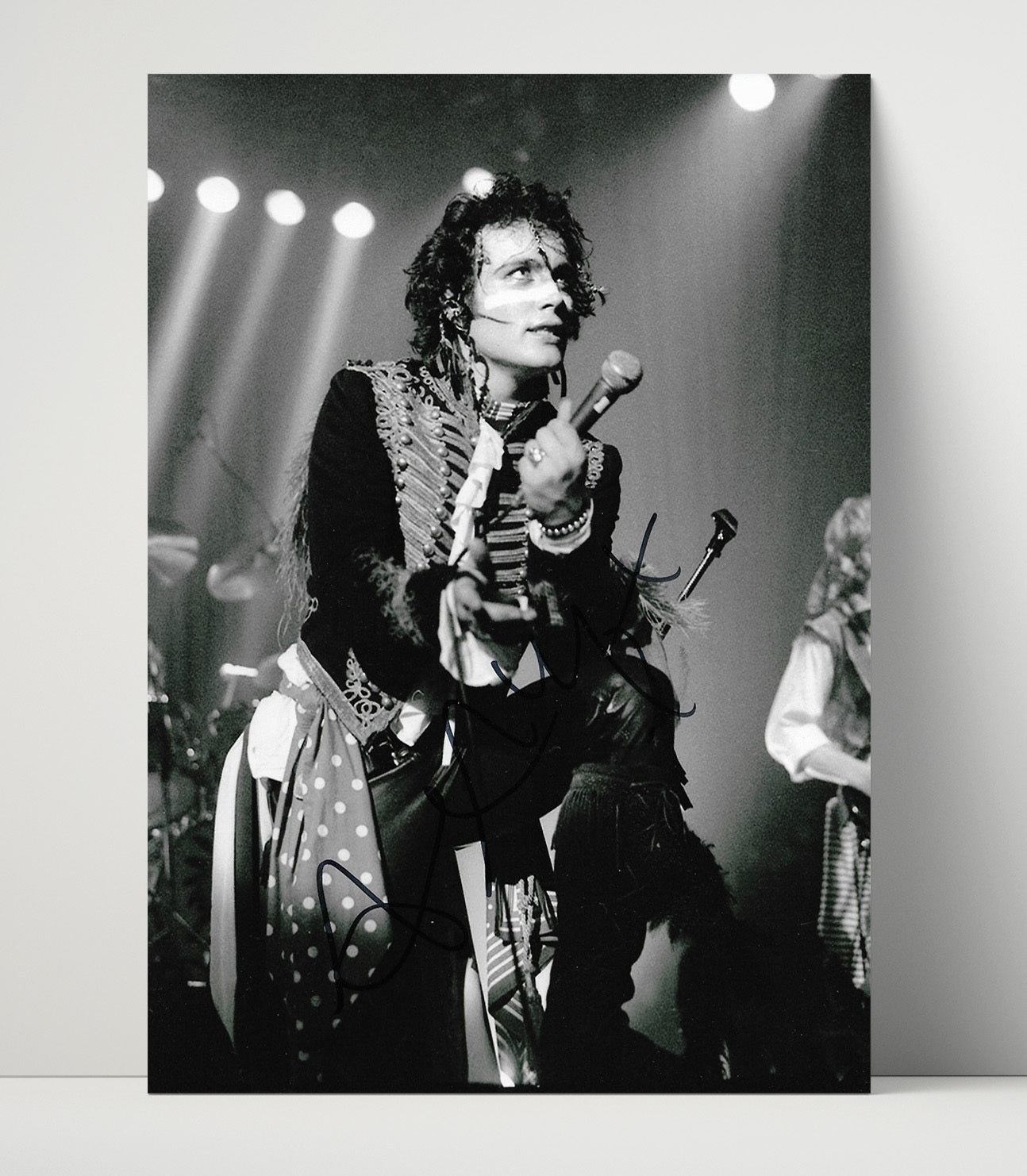 Adam Ant - Live On Stage Singing Black and White - Vintage Music Wall Art - 16x20 Unframed Print music decor