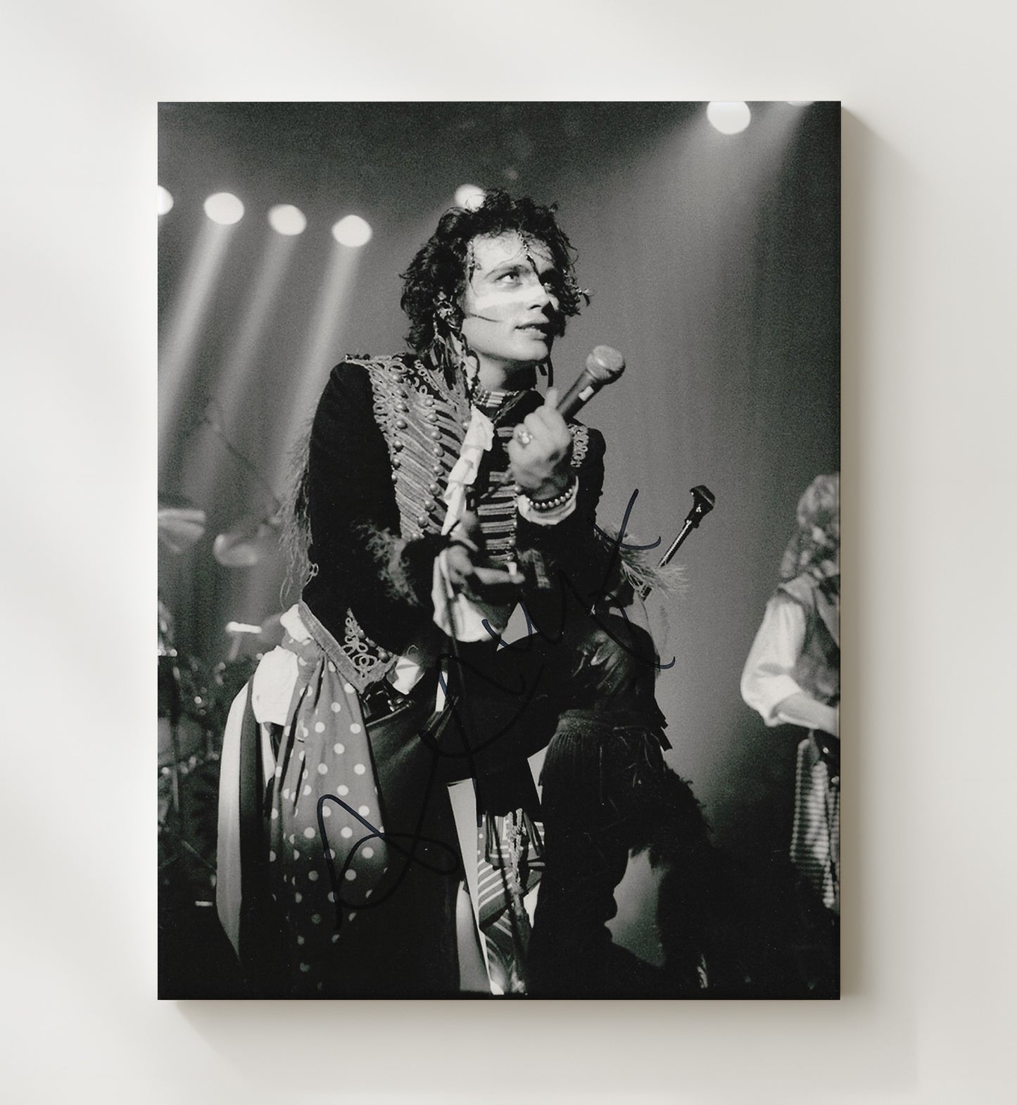 Adam Ant - Live on Stage Singing Black and White Music Wall Art 20x24 Canvas wall art print – Music decor