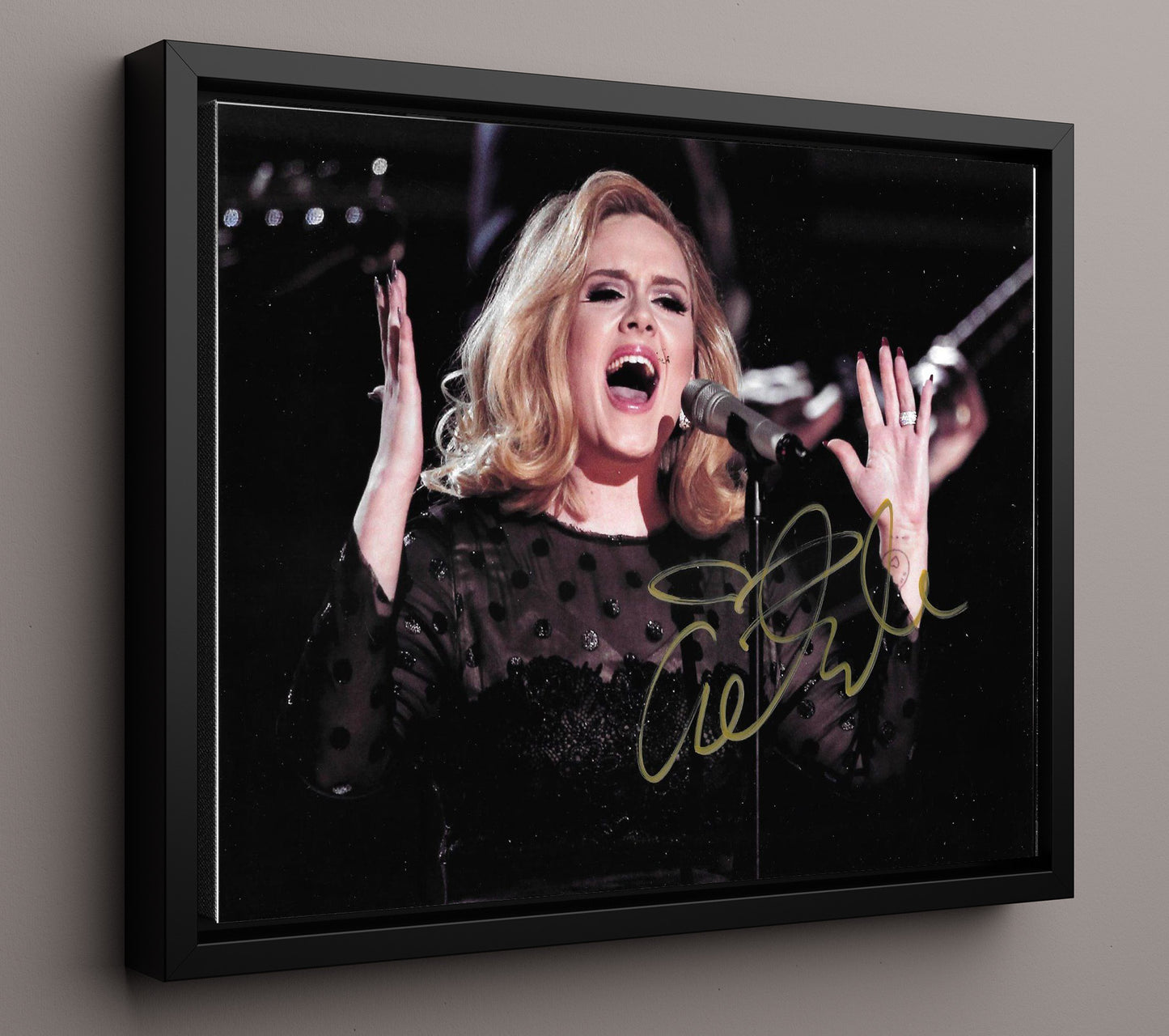 Adele - Live Vocal Performance - Vintage Music Wall Art - 16x20 Framed Canvas music decor