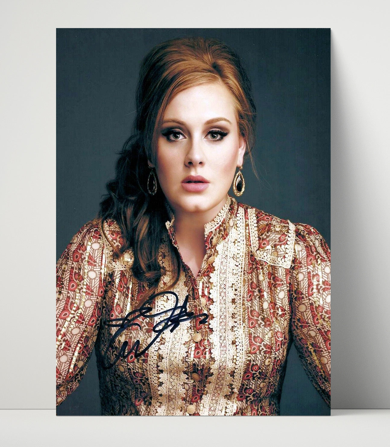 Adele - Studio Portrait Vintage Pattern Dress Music Wall Art 16x20 Unframed Print wall art print – Music decor
