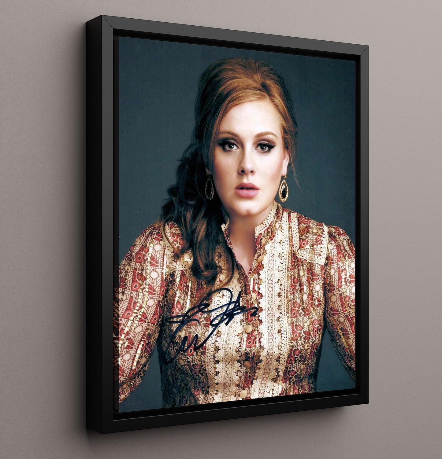 Adele - Studio Portrait Vintage Pattern Dress - Vintage Music Wall Art - 16x20 Framed Canvas music decor
