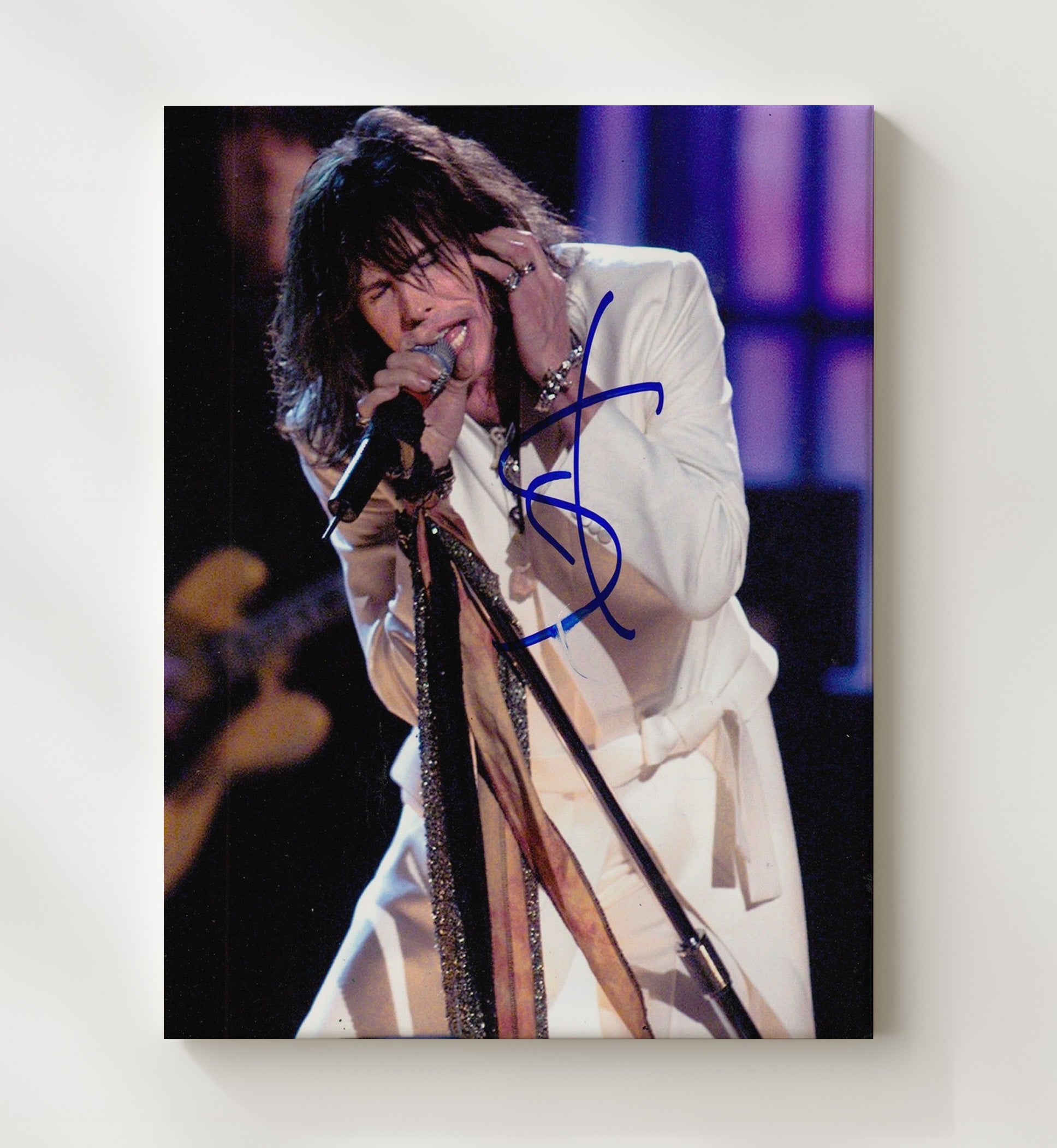 Aerosmith - Steven Tyler Live Microphone Performance - Vintage Music Wall Art - 20x24 Canvas music decor