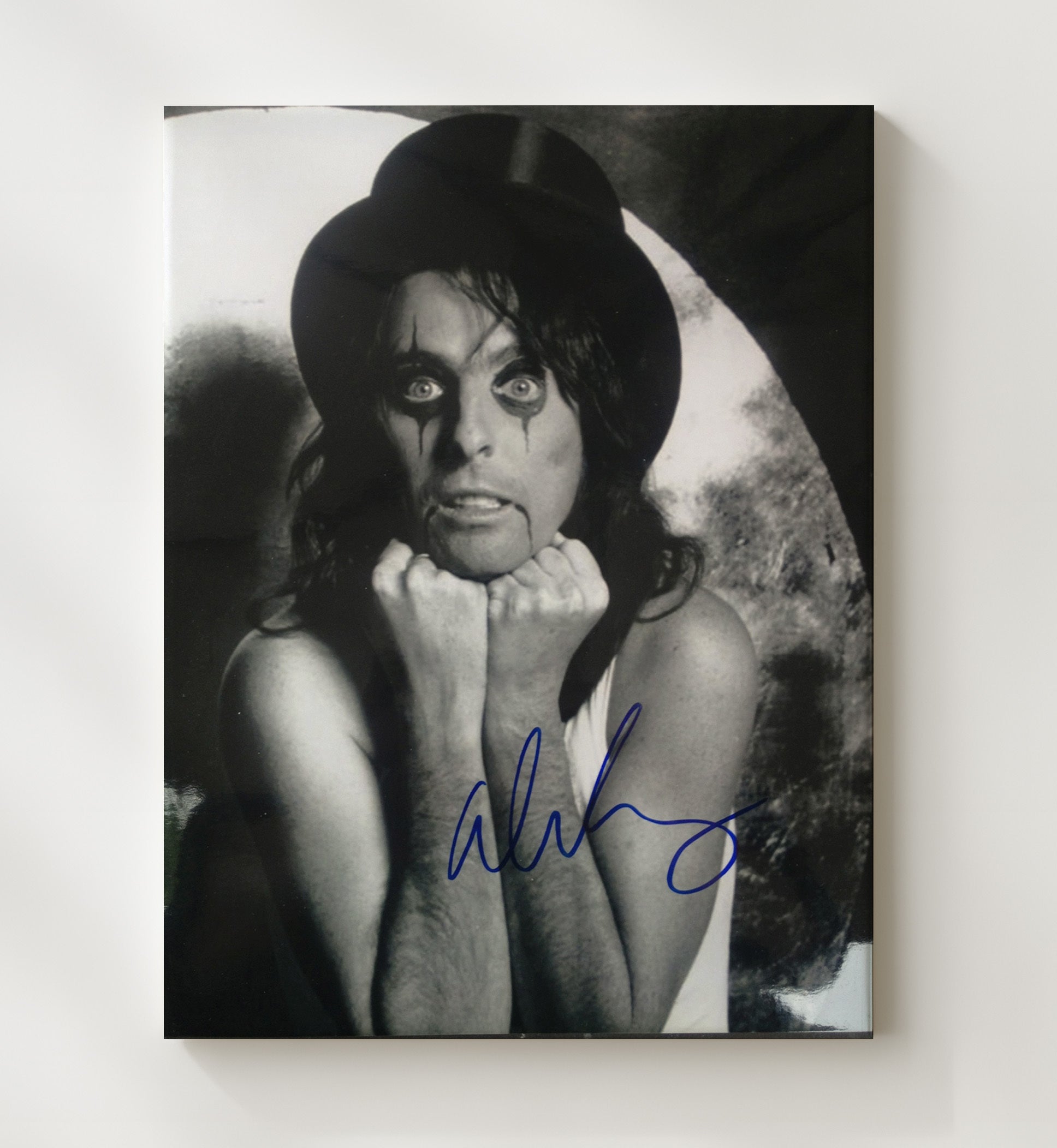 Alice Cooper - Shock Rock Makeup Portrait Black and White - Vintage Music Wall Art - 20x24 Canvas music decor