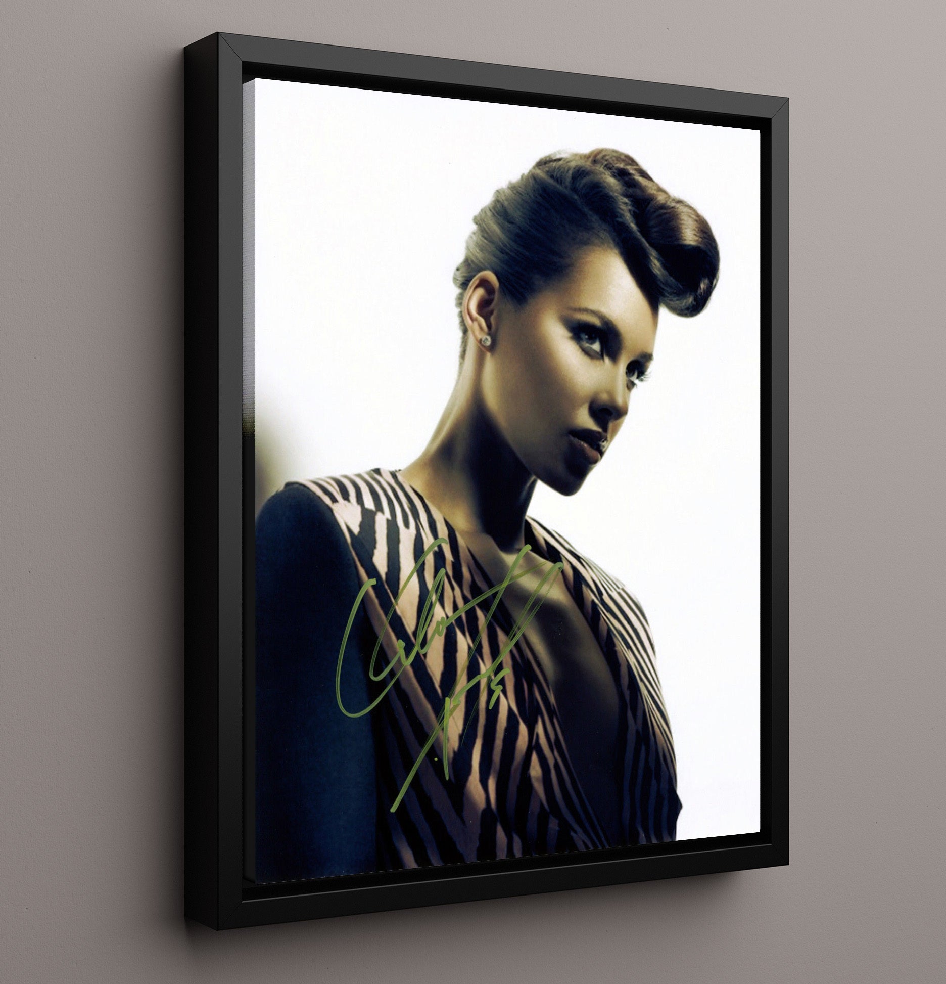 Alicia Keys - Stylized Studio Portrait Music Wall Art 16x20 Framed Canvas wall art print – Music decor