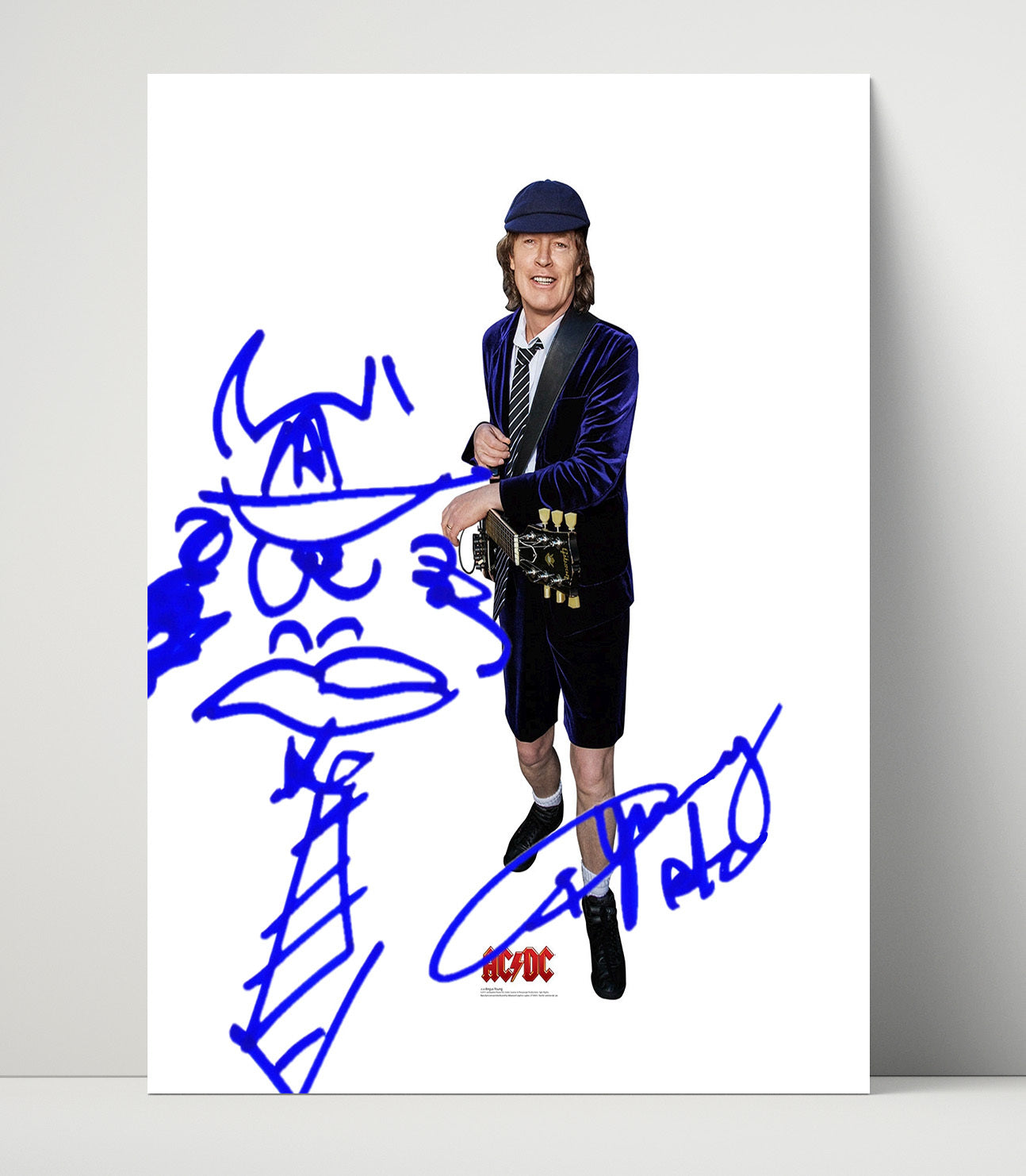 Angus Young - AC DC Schoolboy Outfit Guitar Portrait - Vintage Music Wall Art - 16x20 Unframed Print music decor