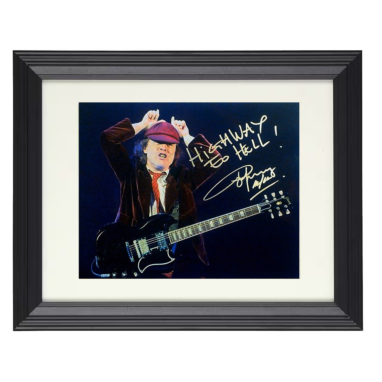Angus Young – Highway to Hell Pose – 8x10 black beveled framed music wall art