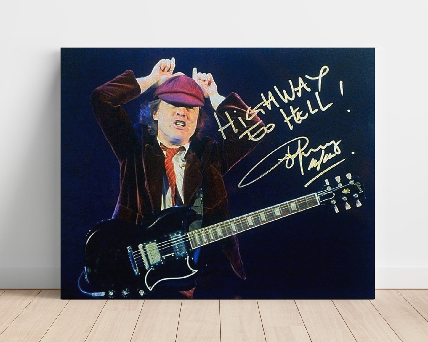Angus Young - Highway to Hell Pose - Vintage Music Wall Art - 16x20 Unframed Print music decor