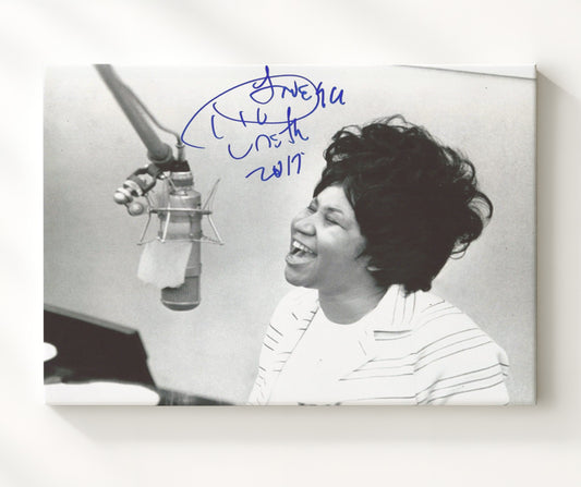 Aretha Franklin - Studio Recording Session 16x20 Gallery Frame vintage music wall art