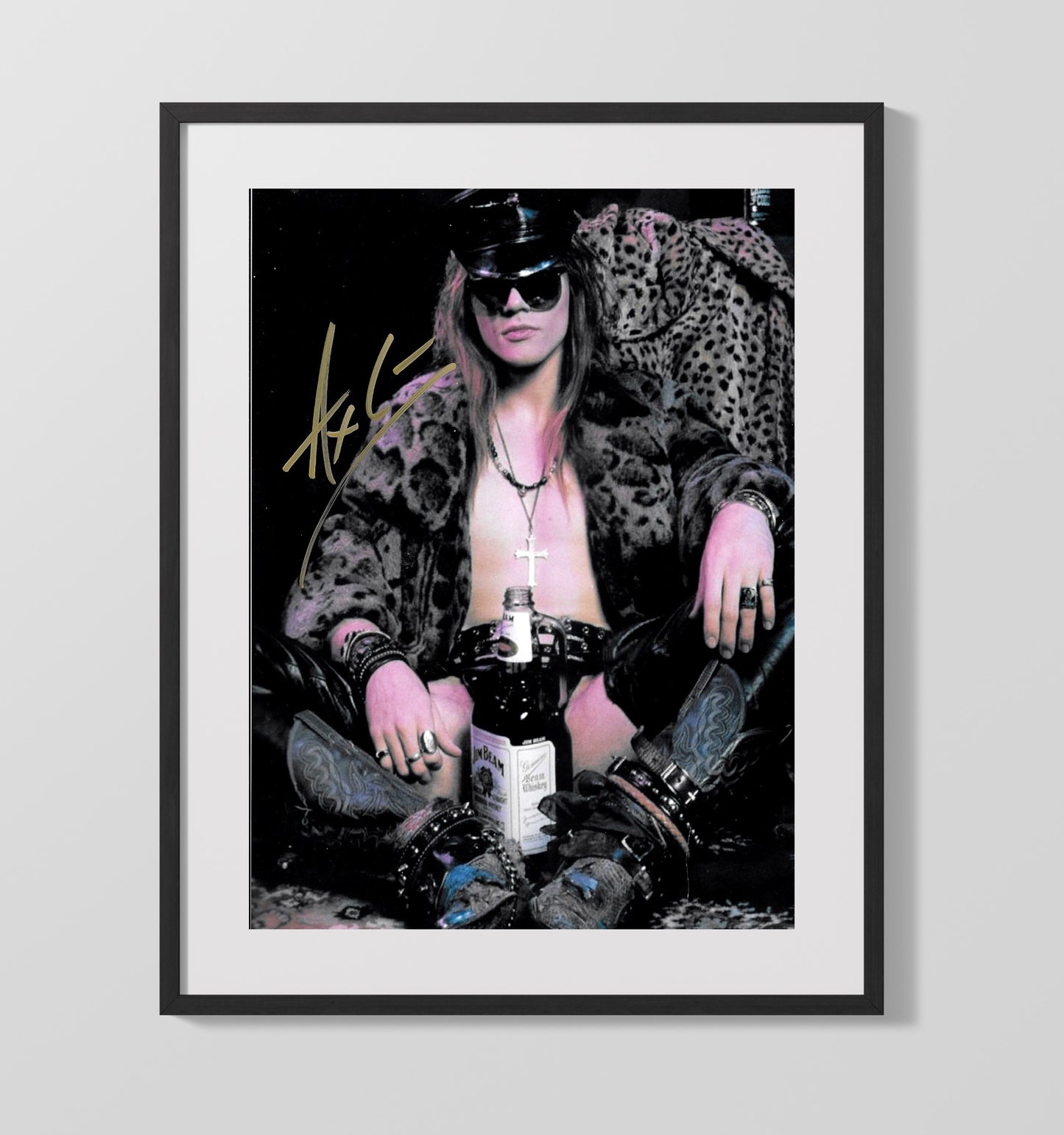 Axl Rose - Guns N Roses Leopard Coat Portrait Music Wall Art 16x20 Gallery Frame wall art print – Music decor