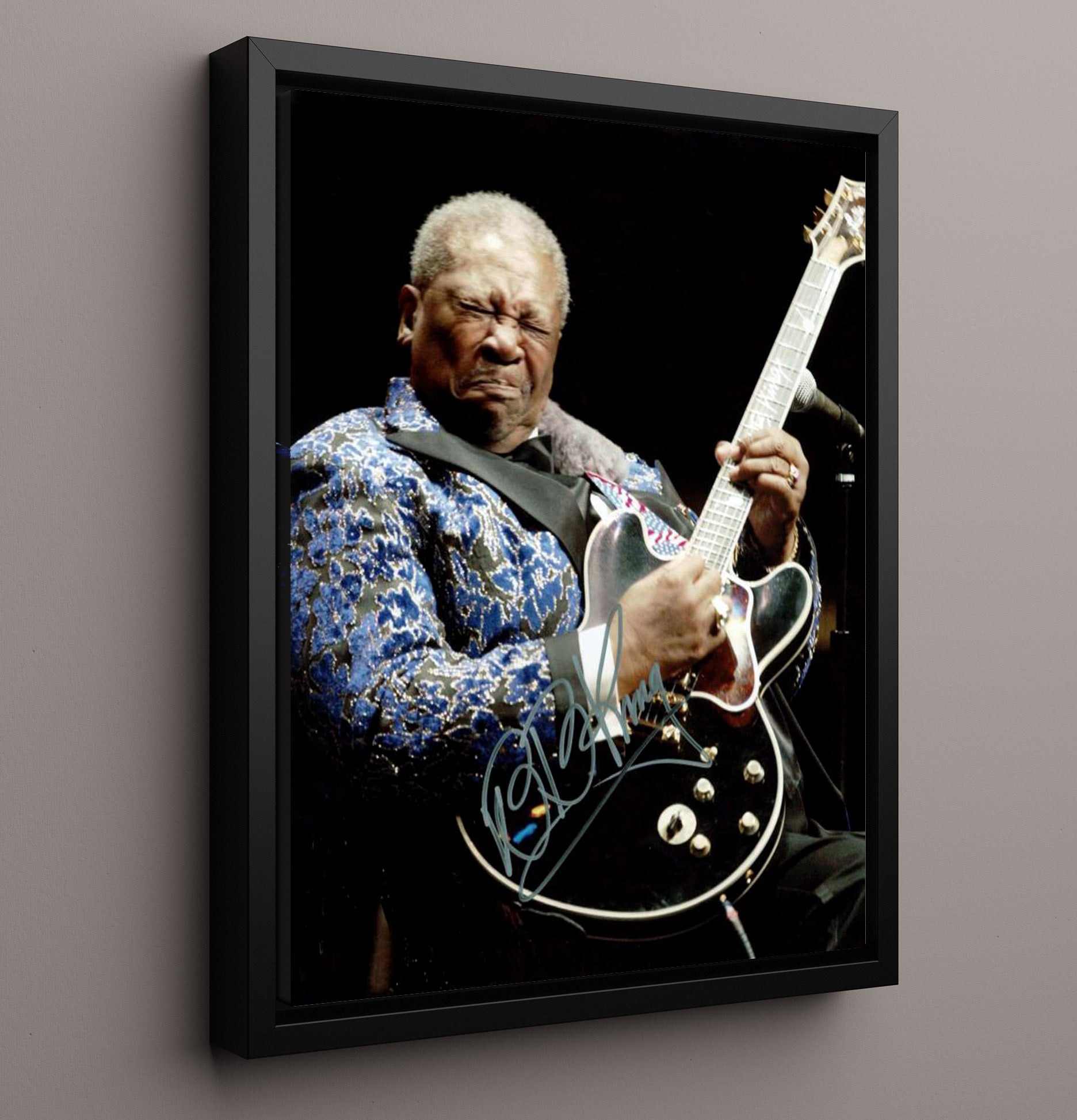 BB King - Lucilles Cry Music Wall Art 16x20 Framed Canvas wall art print – Music decor