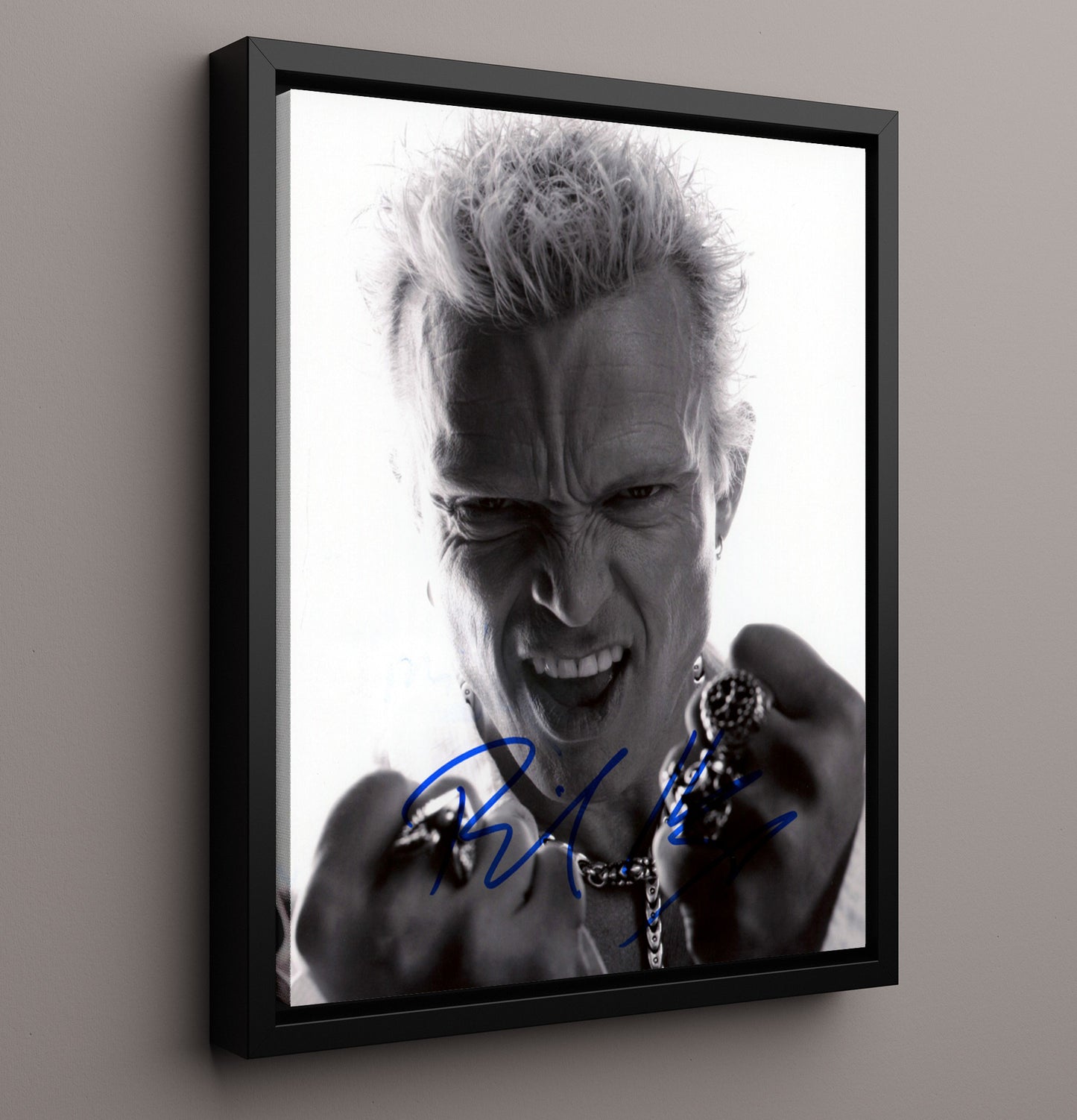 Billy Idol - Punk Rock Fist Pose Portrait Music Wall Art 16x20 Framed Canvas wall art print – Music decor
