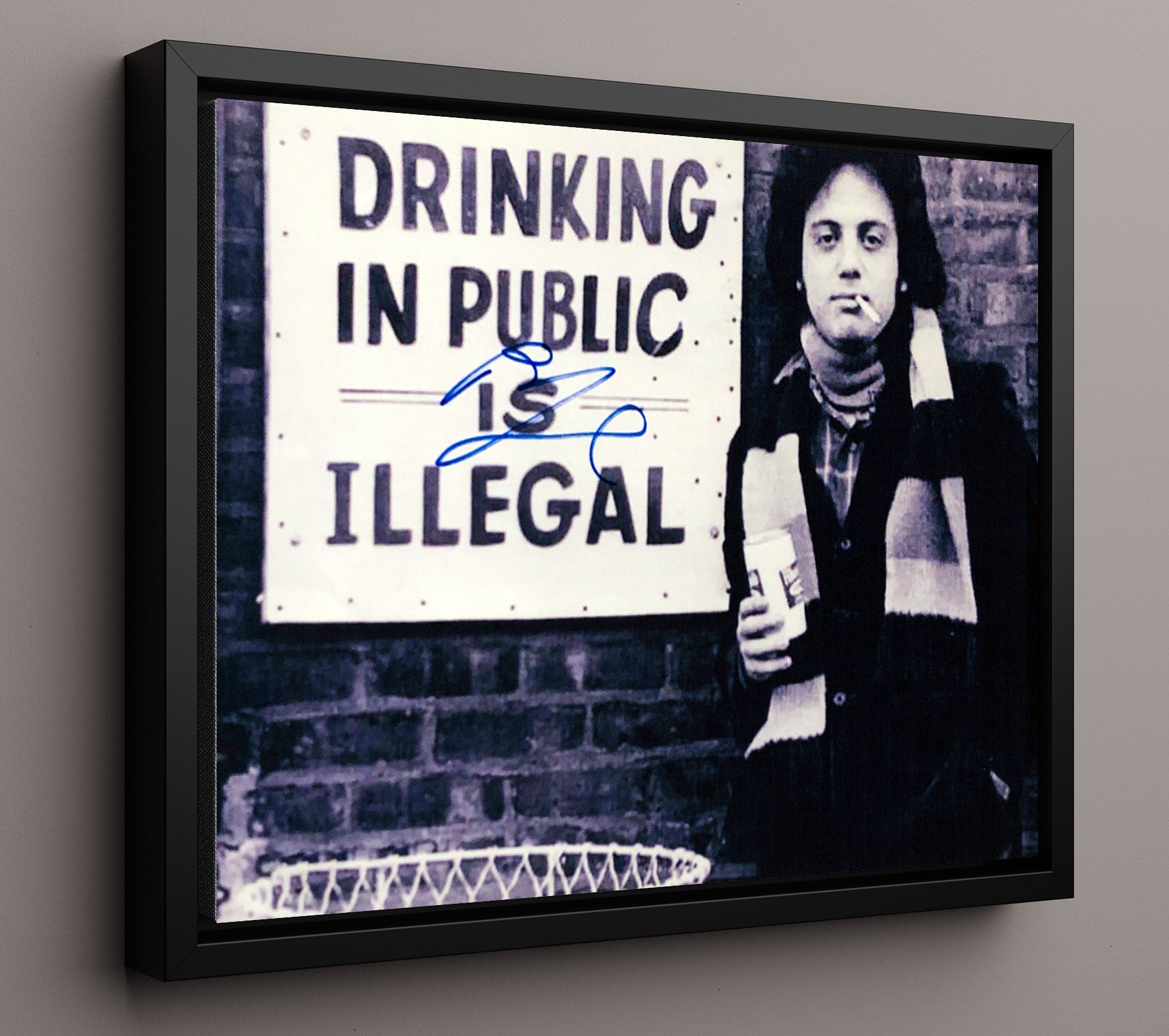 Billy Joel - Drinking In Public Is Illegal - Vintage Music Wall Art - 16x20 Framed Canvas music decor