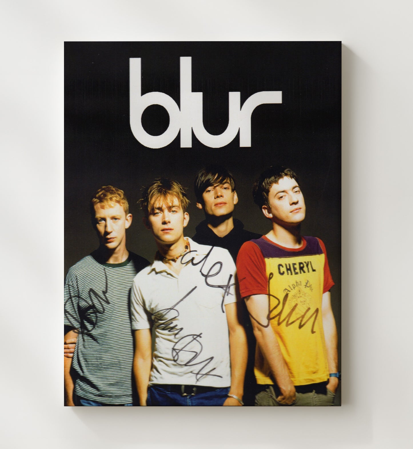 Blur - Band Portrait with Logo Music Wall Art 20x24 Canvas wall art print – Music decor