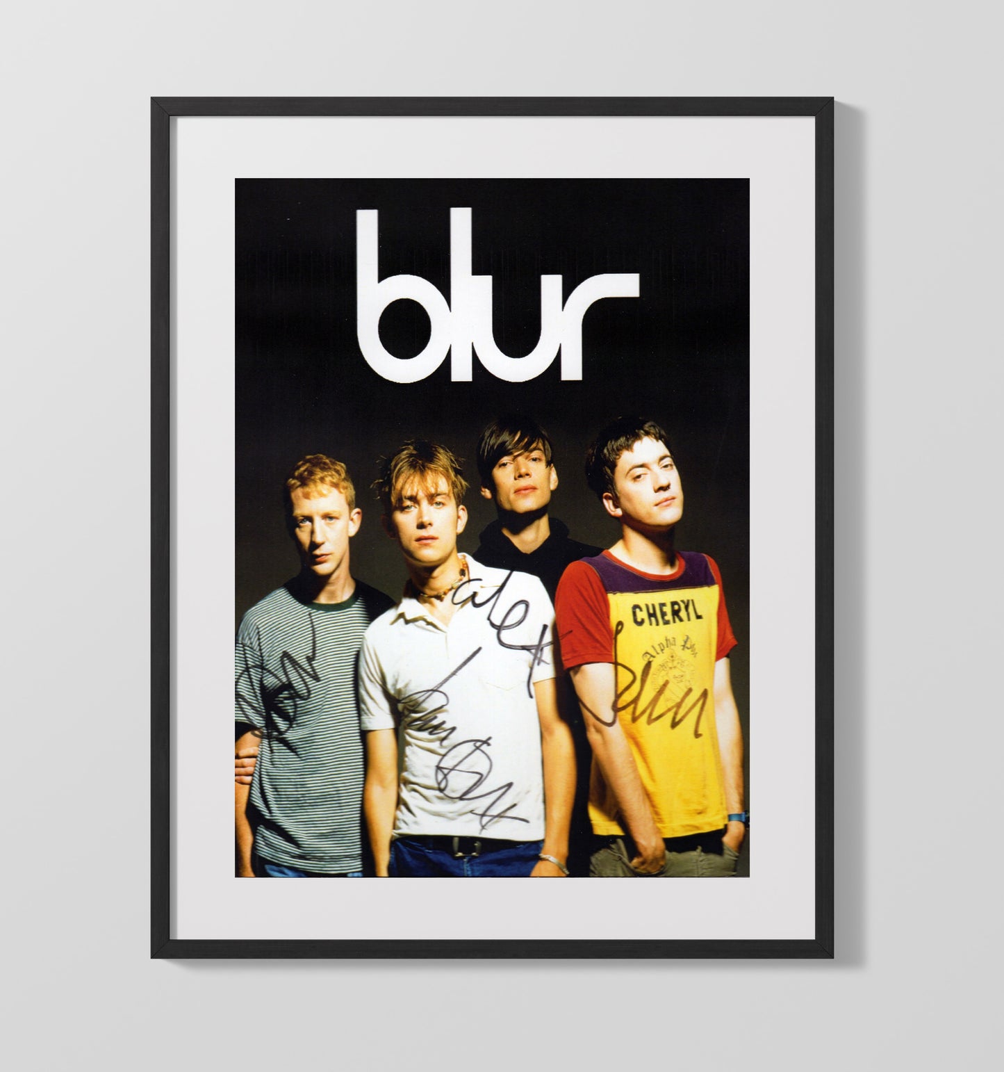 Blur - Band Portrait with Logo Music Wall Art 16x20 Gallery Frame wall art print – Music decor