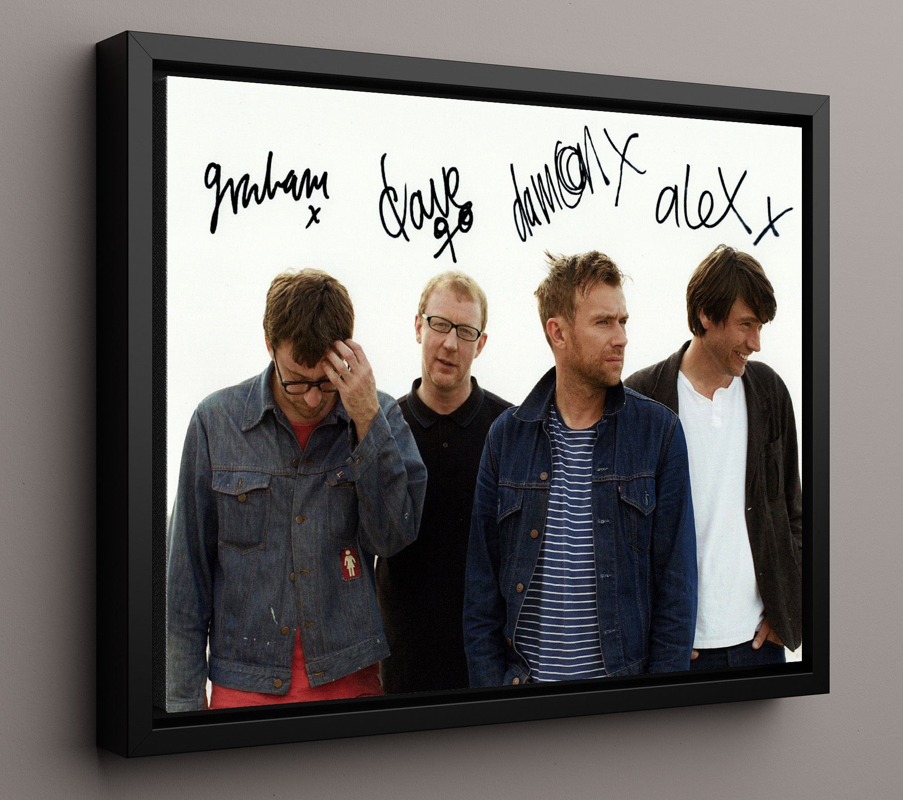 Blur - Damon Albarn Frontman Lineup - Vintage Music Wall Art - 16x20 Framed Canvas music decor