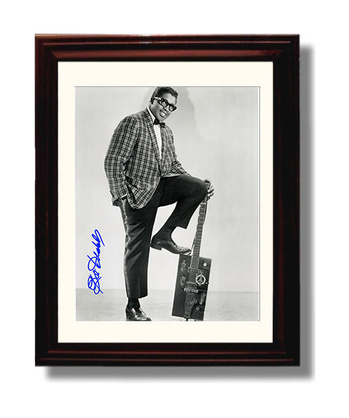 Bo Diddley - Plaid and Power Chords Music Wall Art 8x10 Beveled Frame wall art print – Music decor