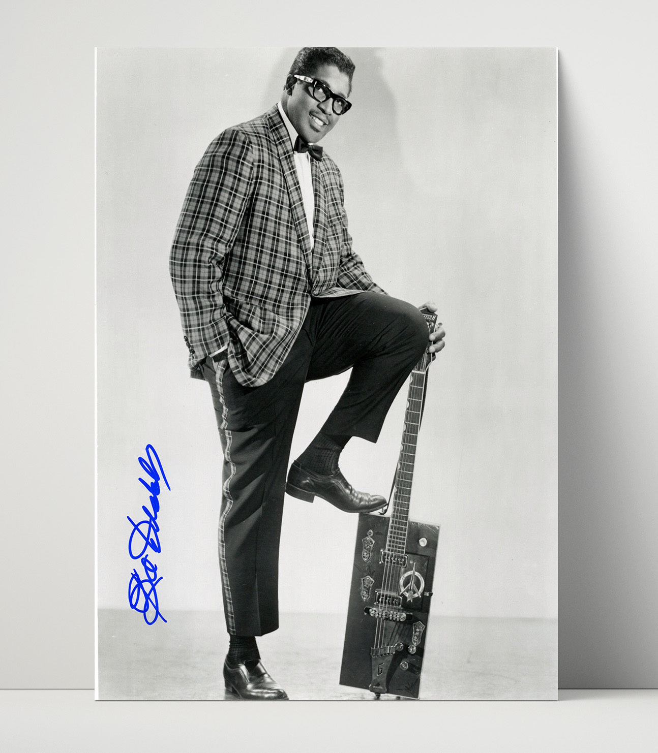Bo Diddley - Plaid and Power Chords - Vintage Music Wall Art - 16x20 Unframed Print music decor