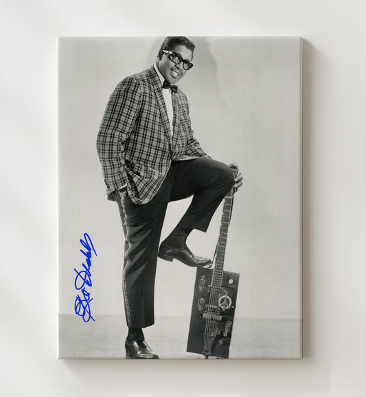 Bo Diddley - Plaid and Power Chords 16x20 Gallery Frame vintage music wall art