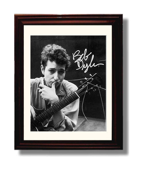 Bob Dylan - Black and White Guitar Harmonica Portrait Music Wall Art 8x10 Beveled Frame wall art print – Music decor