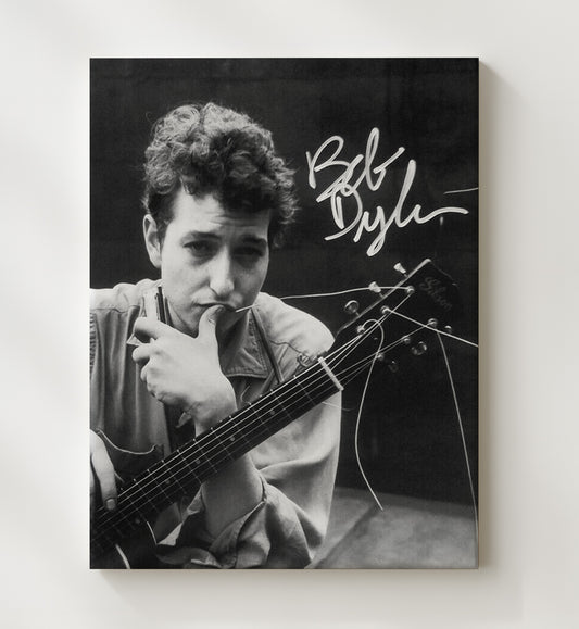 Bob Dylan - Black-and-White Guitar Harmonica Photo 16x20 Gallery Frame vintage music wall art