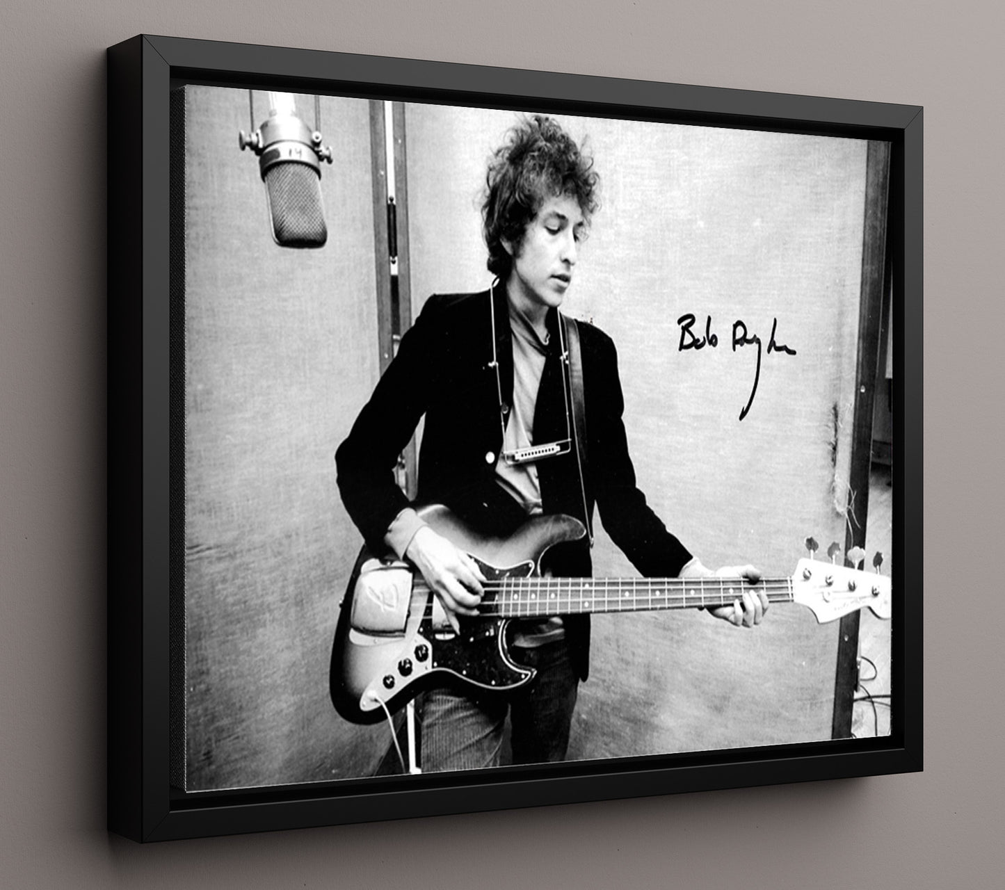 Bob Dylan - Early Acoustic Performance - Vintage Music Wall Art - 16x20 Framed Canvas music decor
