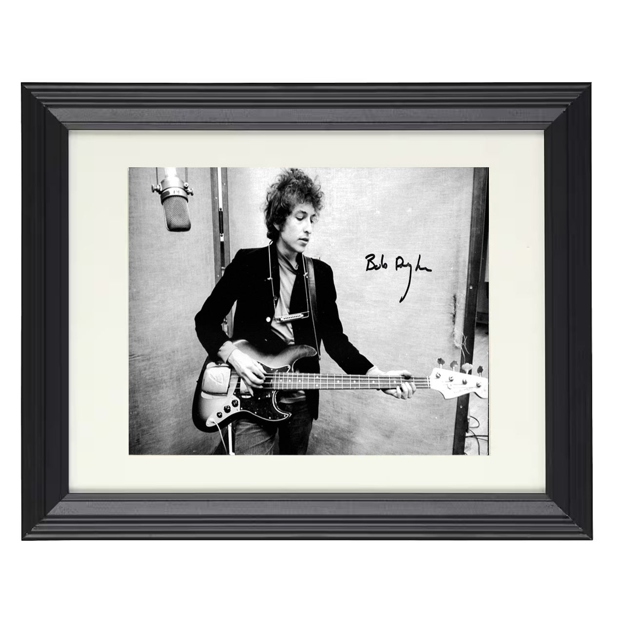 Bob Dylan – Early Acoustic Performance – 8x10 black beveled framed music wall art