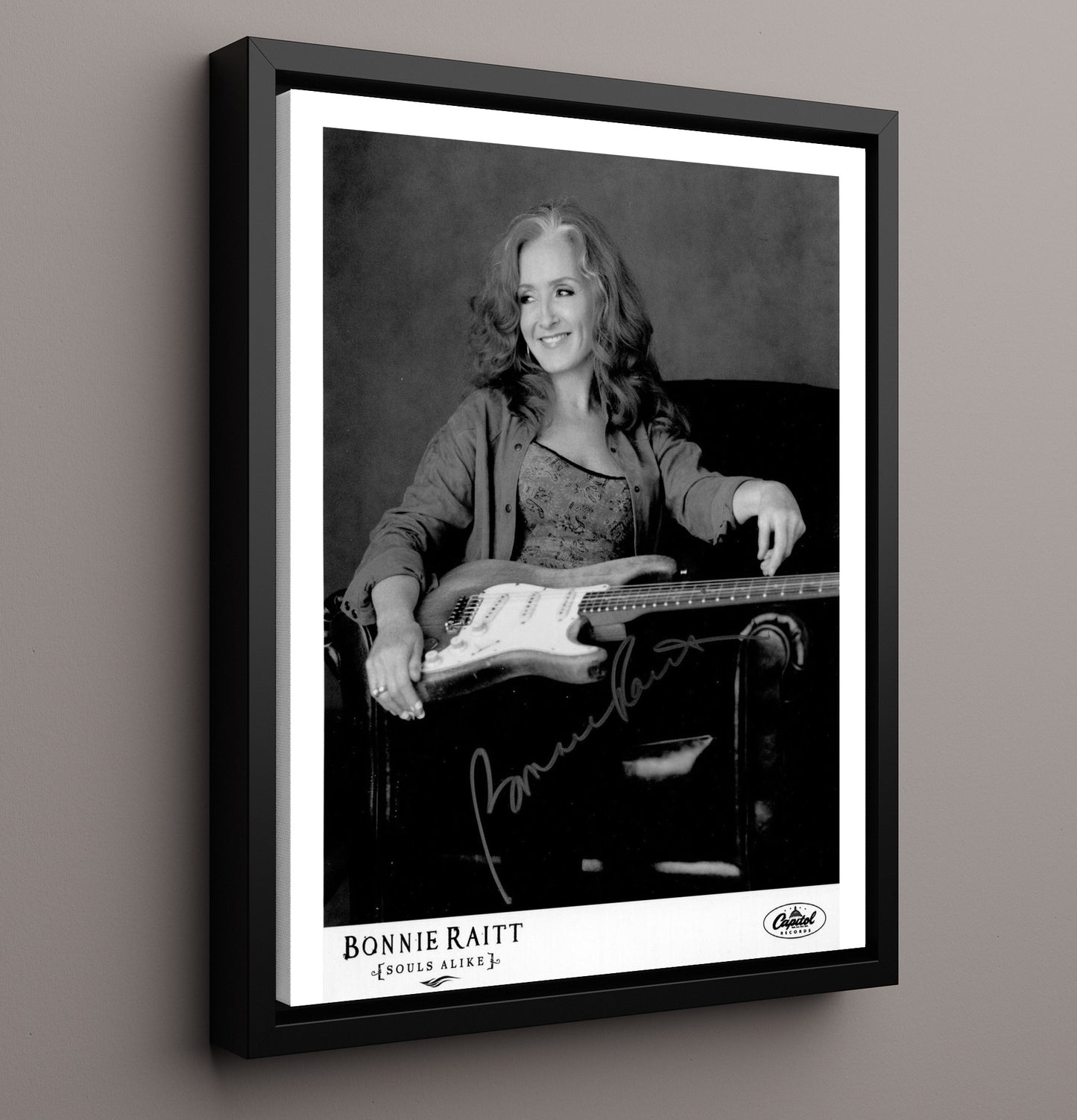 Bonnie Raitt - Souls Alike Guitar Portrait - Vintage Music Wall Art - 16x20 Framed Canvas music decor