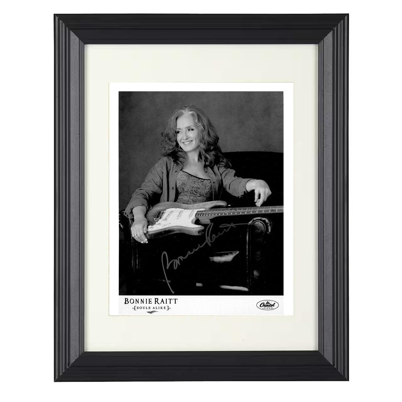 Bonnie Raitt – Souls Alike Guitar Image – 8x10 black beveled framed music wall art