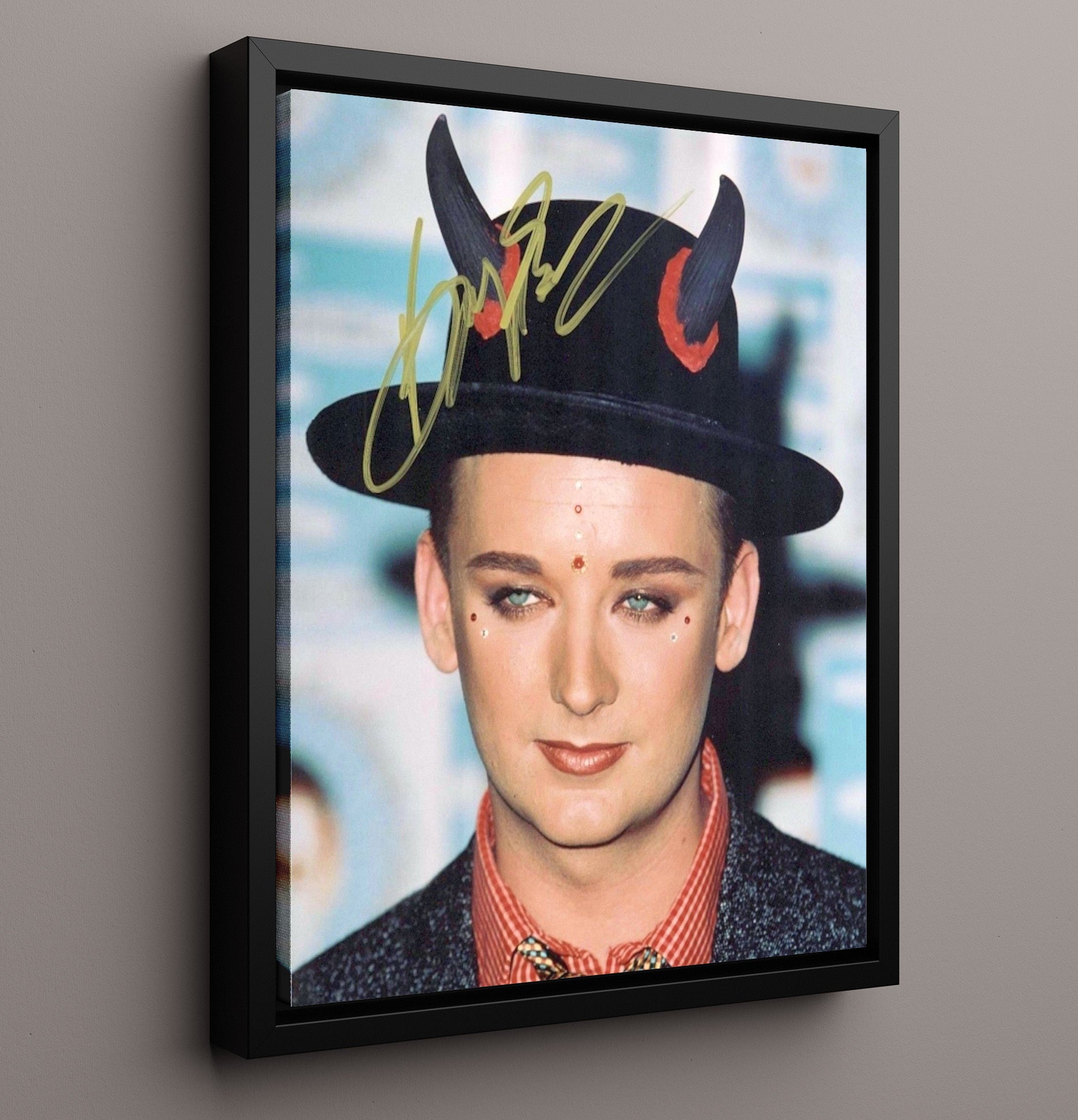 Boy George - Culture Club Hat Portrait Music Wall Art 16x20 Framed Canvas wall art print – Music decor