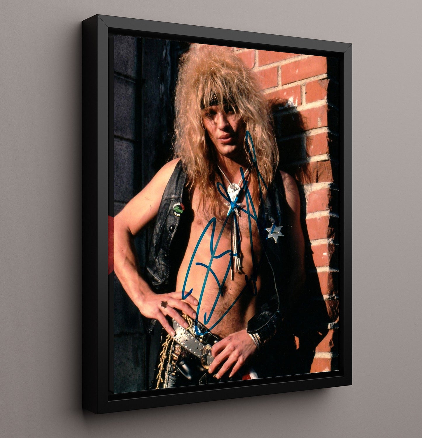 Bret Michaels - Poison Bandana Brick Wall Portrait - Vintage Music Wall Art - 16x20 Framed Canvas music decor