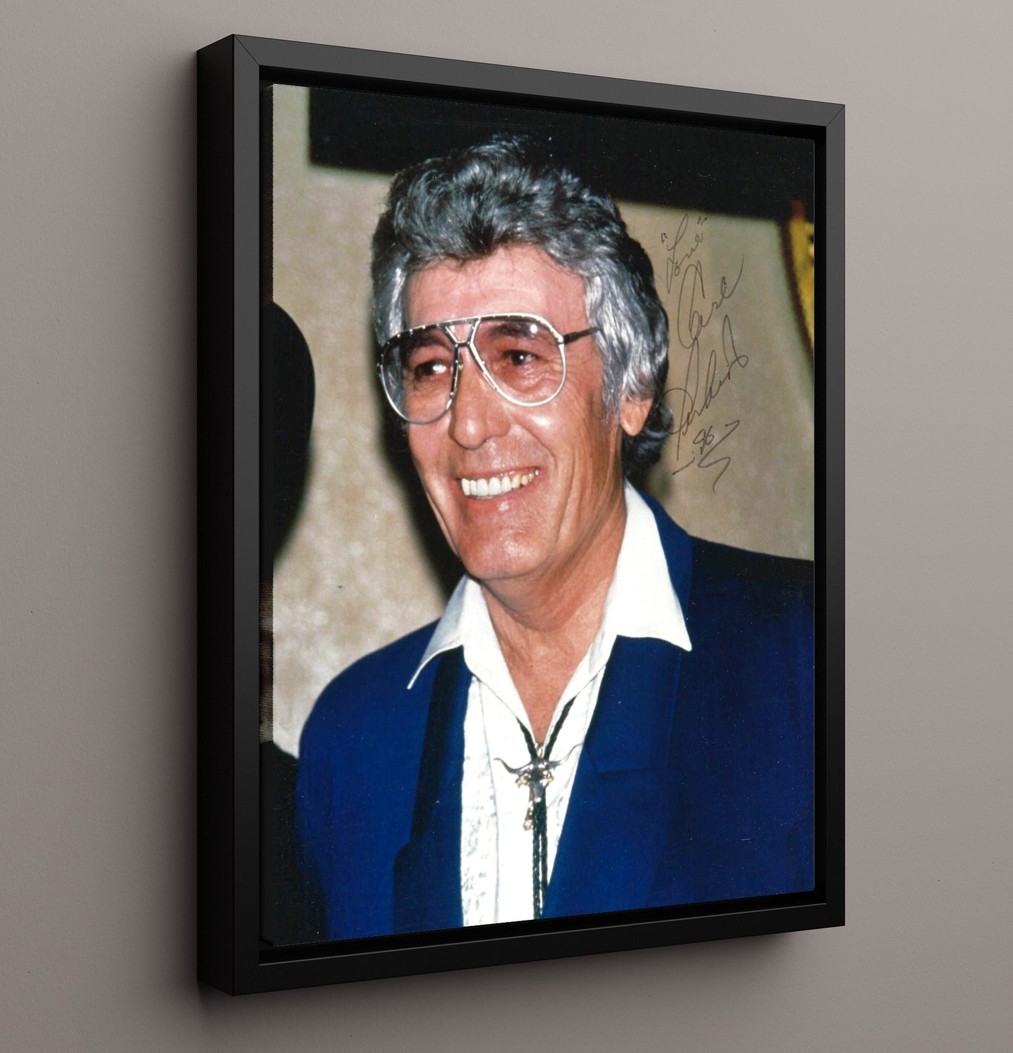 Carl Perkins - Rockabilly Guitar Portrait with Glasses Music Wall Art 16x20 Framed Canvas wall art print – Music decor