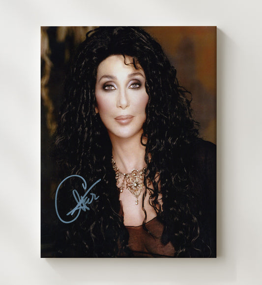 Cher - Studio Photo With Black Hair And Gold Necklace 16x20 Gallery Frame vintage music wall art