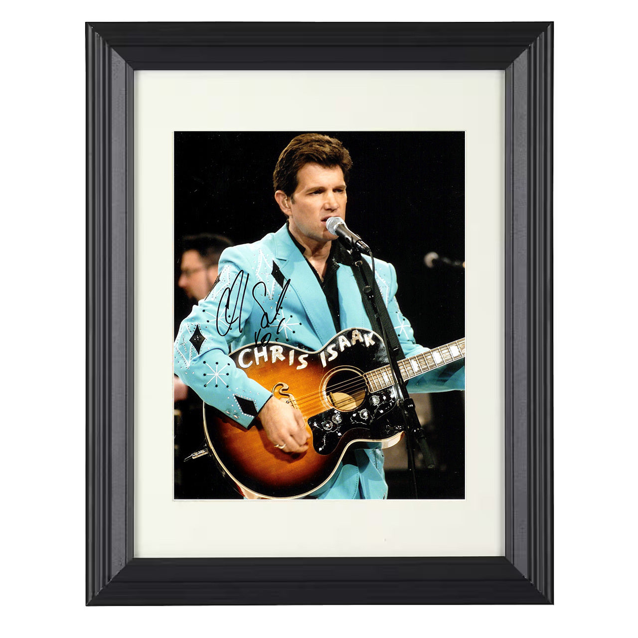 Chris Isaak – Live Performance with Acoustic Guitar – 8x10 black beveled framed music wall art