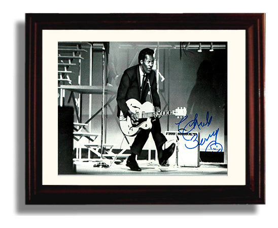 Chuck Berry - Dancing and Strumming - Vintage Music Wall Art - 8x10 Beveled Frame music decor