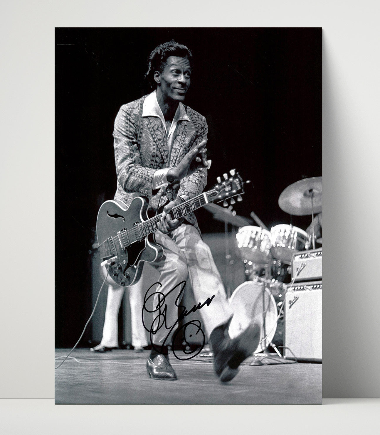 Chuck Berry - Guitar Stage Performance Duckwalk Era Music Wall Art 16x20 Unframed Print wall art print – Music decor